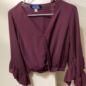 Plum top with bell sleeves